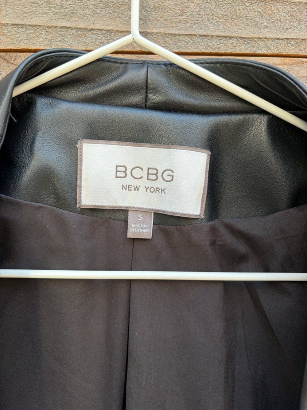 BCBG Black Faux Leather Open-Front Jacket - Picture 2 of 7